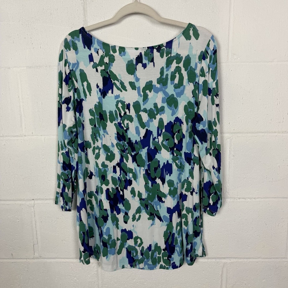 Belle‎ by Kim Gravel Knit Tunic Top Stretch Office Flowy Abstract Artsy Beach M - Picture 7 of 12
